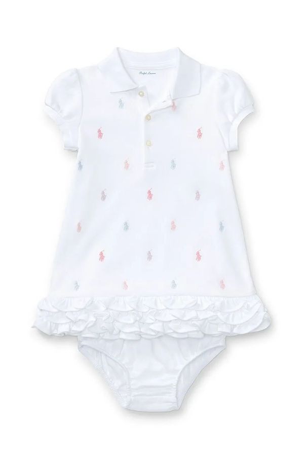 Polo Ralph Lauren Pamučna haljina za bebe Polo Ralph Lauren 2-pack boja: bijela, mini, širi se prema dolje, 310676237002