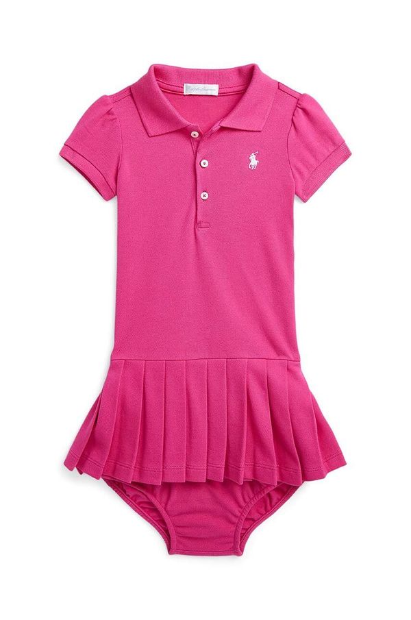 Polo Ralph Lauren Pamučna haljina za bebe Polo Ralph Lauren boja: ružičasta, mini, ravna