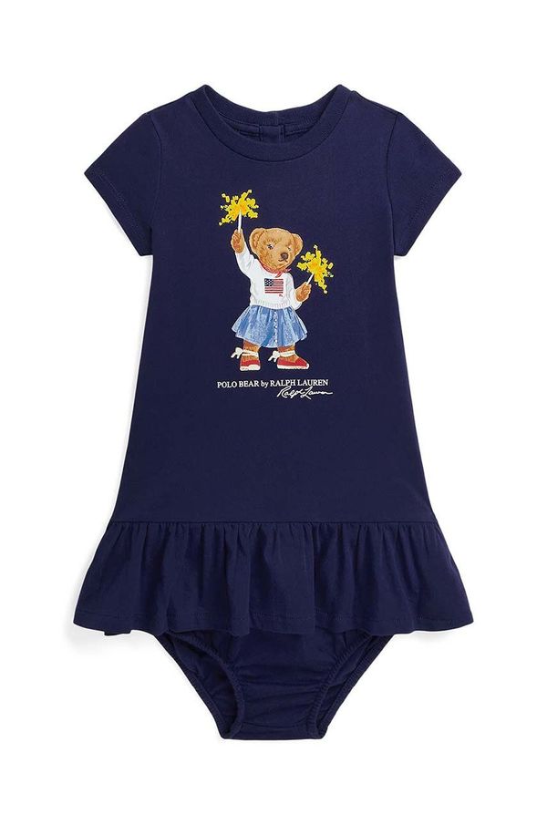 Polo Ralph Lauren Pamučna haljina za bebe Polo Ralph Lauren boja: tamno plava, mini, širi se prema dolje, 310953280001