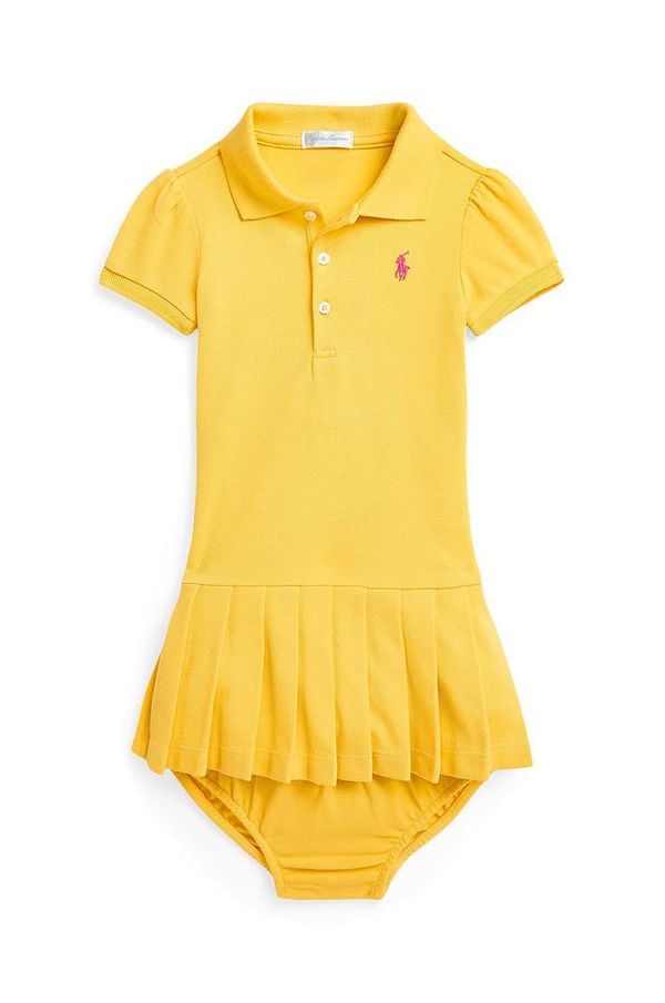 Polo Ralph Lauren Pamučna haljina za bebe Polo Ralph Lauren boja: žuta, mini, ravna