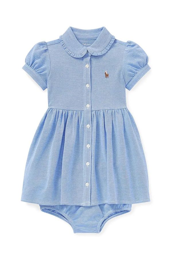 Polo Ralph Lauren Pamučna haljina za bebe Polo Ralph Lauren mini, širi se prema dolje, 310734896002