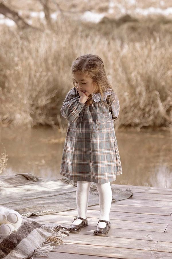 TARTINE ET CHOCOLAT Pamučna haljina za bebe Tartine et Chocolat boja: siva, mini, širi se prema dolje, TZ30021