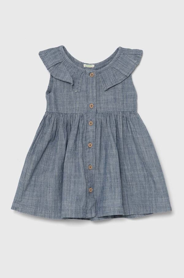 United Colors of Benetton Pamučna haljina za bebe United Colors of Benetton mini, širi se prema dolje