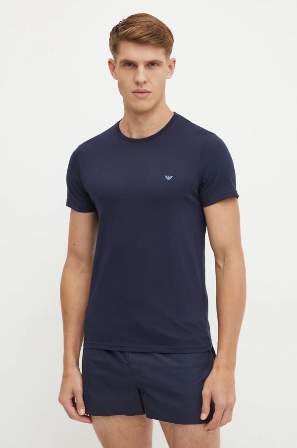 Emporio Armani Underwear Pamučna homewear majica Emporio Armani Underwear 2-pack boja: tamno plava, s tiskom, 111267 4F722