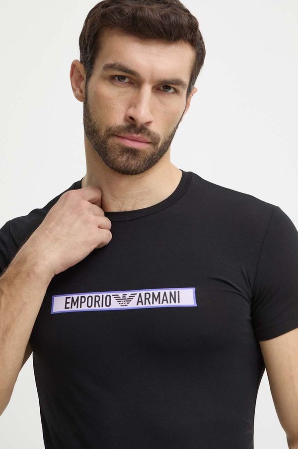 Emporio Armani Underwear Pamučna homewear majica Emporio Armani Underwear boja: crna, s tiskom, 111035 4R517