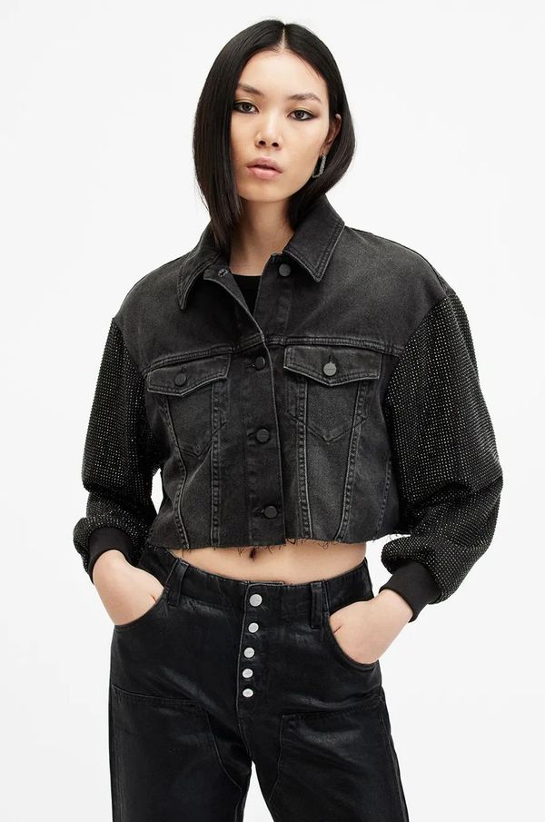 AllSaints Pamučna jakna AllSaints ANDERS boja: crna, za prijelazno razdoblje, W117PB