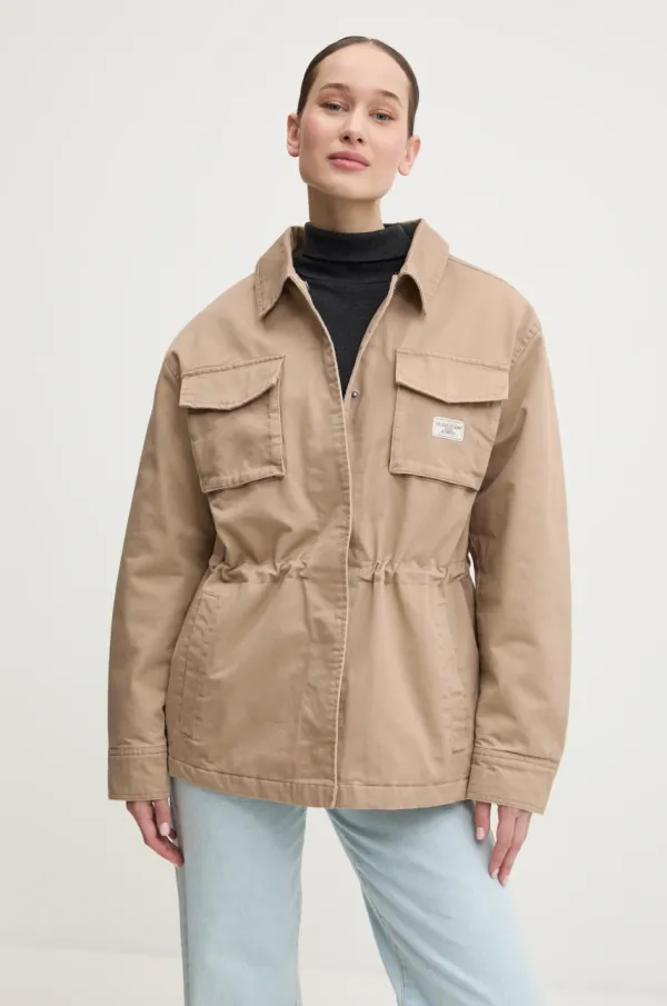 Guess Jeans Pamučna jakna Guess Jeans boja: bež, za prijelazno razdoblje, W5RL40 WGYN1