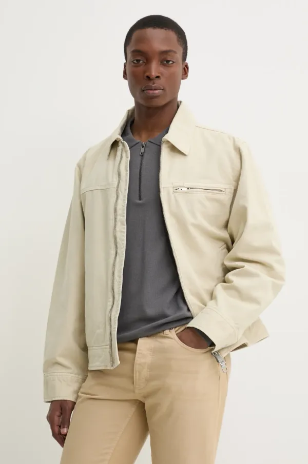 HUGO Blue Pamučna jakna Hugo Blue boja: bež, za prijelazno razdoblje, 50530589