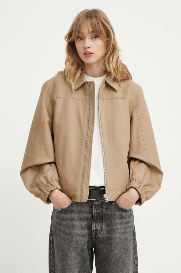 Samsoe Samsoe Pamučna jakna Samsoe Samsoe SAJOY boja: bež, za prijelazno razdoblje, oversize, F24200073