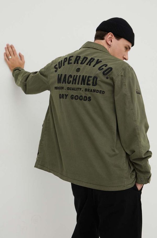 Superdry Pamučna jakna Superdry boja: zelena, za prijelazno razdoblje