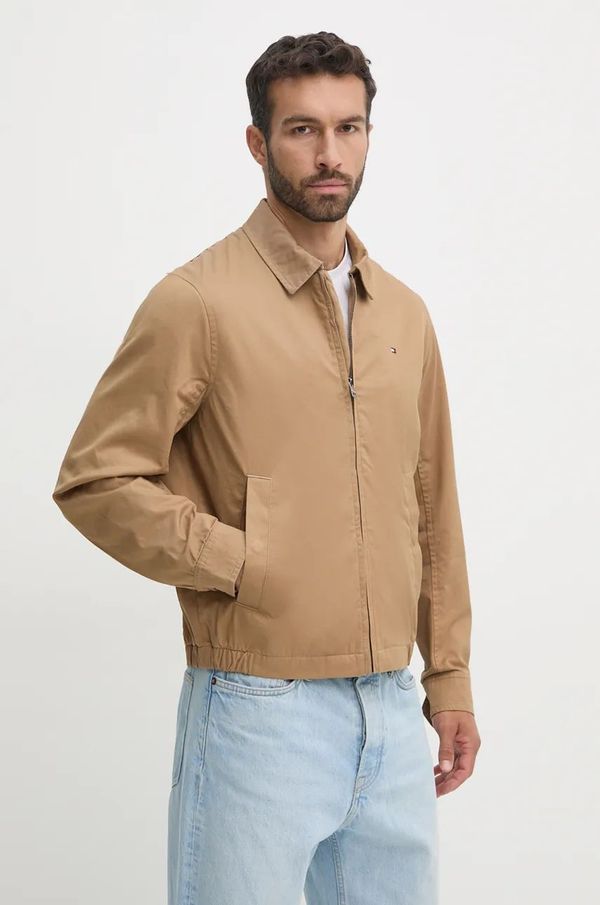 Tommy Hilfiger Pamučna jakna Tommy Hilfiger boja: bež, za prijelazno razdoblje, MW0MW36603