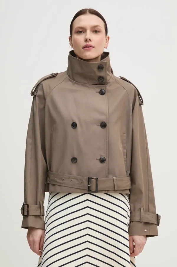 Tommy Hilfiger Pamučna jakna Tommy Hilfiger boja: smeđa, za prijelazno razdoblje, WW0WW43933