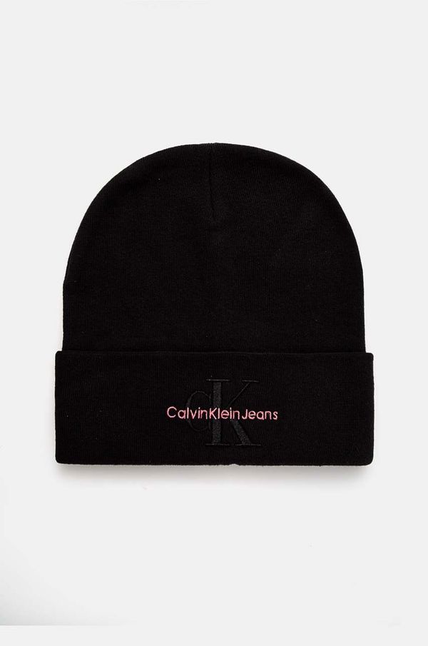 Calvin Klein Jeans Pamučna kapa Calvin Klein Jeans boja: crna, od tanke pletenine, pamučna, K60K612668