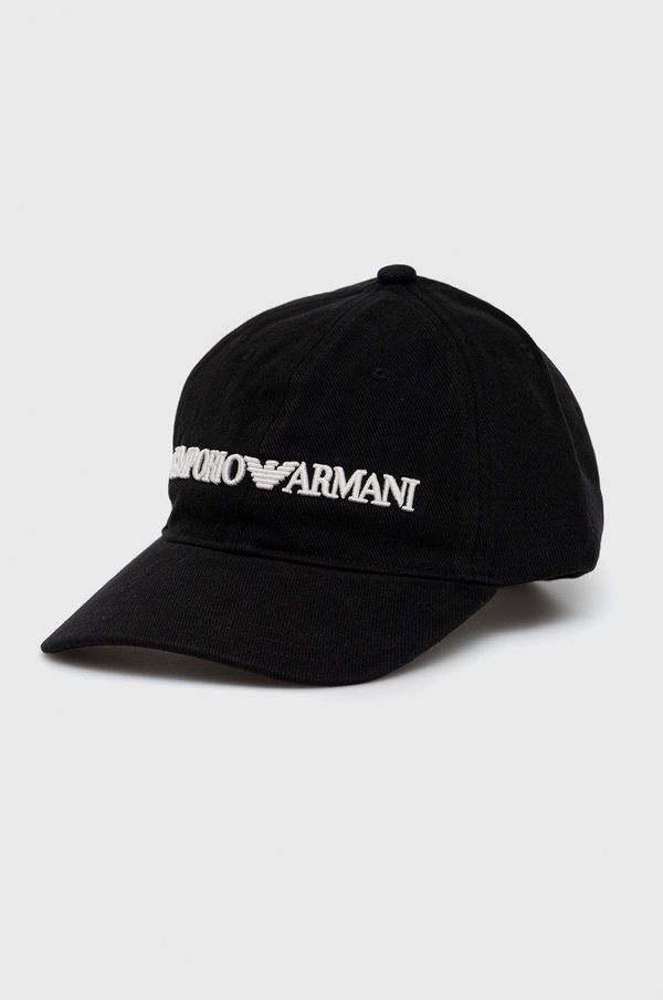 Emporio Armani Pamučna kapa Emporio Armani boja: crna