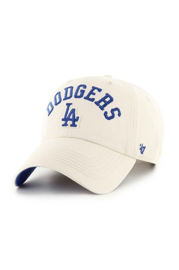 47 brand Pamučna kapa sa šiltom 47 brand MLB Los Angeles Dodgers boja: bež, s aplikacijom, B-CLBFB12GWS-Y0