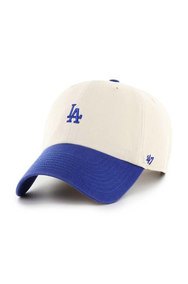 47 brand Pamučna kapa sa šiltom 47 brand MLB Los Angeles Dodgers boja: bež, s aplikacijom, B-SSTBC12GWS-NT