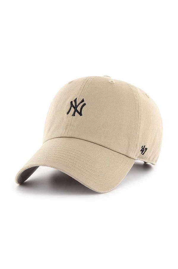 47 brand Pamučna kapa sa šiltom 47 brand MLB New York Yankees boja: bež, s aplikacijom, B-BSRNR17GWS-KHA