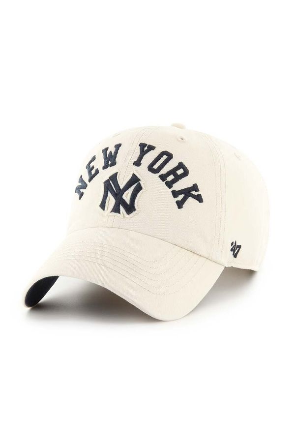 47 brand Pamučna kapa sa šiltom 47 brand MLB New York Yankees boja: bež, s aplikacijom, BCPTN-CLBFB17GWS-Y011