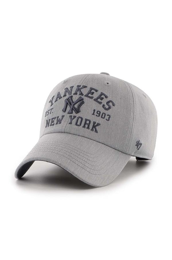 47 brand Pamučna kapa sa šiltom 47 brand MLB New York Yankees boja: siva, s aplikacijom, BCPTN-MLDAR17KHS-GY10