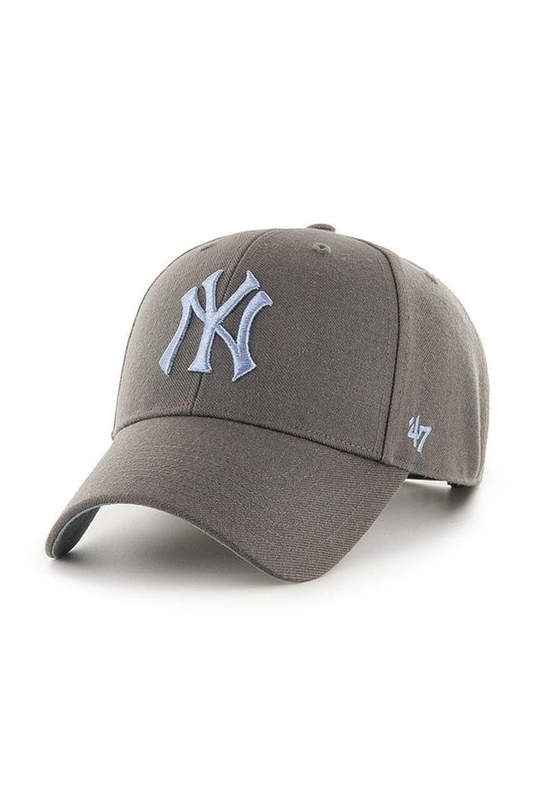47 brand Pamučna kapa sa šiltom 47 brand MLB New York Yankees boja: siva, s aplikacijom, BCPTN-SUMVP17WBP-GH01