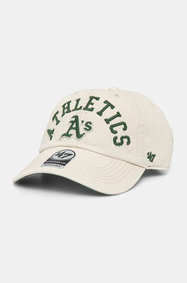 47 brand Pamučna kapa sa šiltom 47 brand MLB Oakland Athletics boja: bež, s aplikacijom, B-CLBFB18GWS-Y0