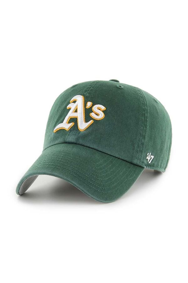 47 brand Pamučna kapa sa šiltom 47 brand MLB Oakland Athletics boja: zelena, s aplikacijom, BCPTN-DBLUN18GWS-DG08