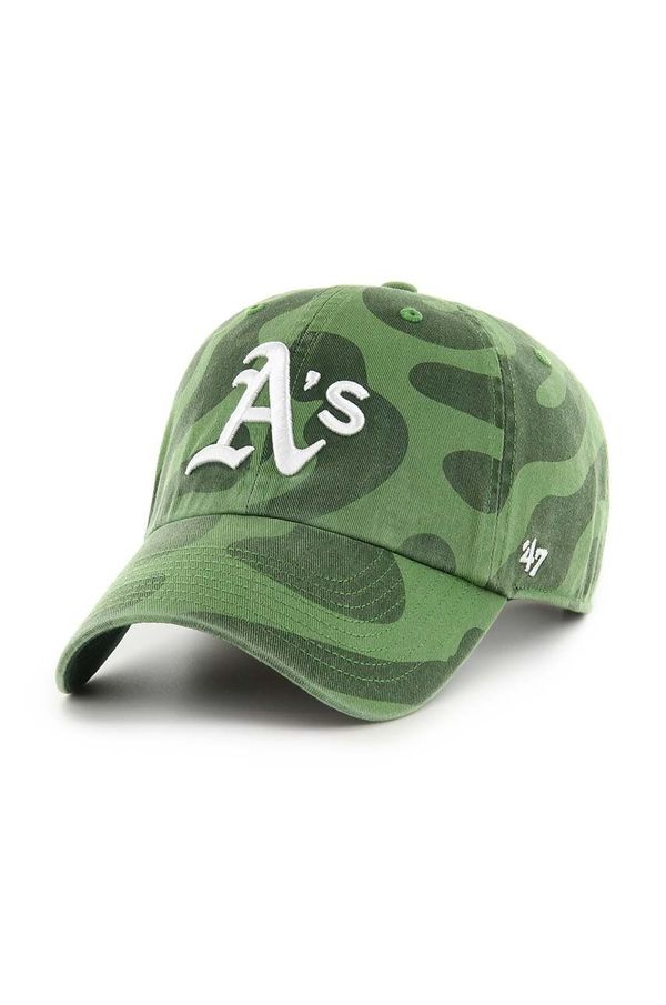 47 brand Pamučna kapa sa šiltom 47 brand MLB Oakland Athletics boja: zelena, s uzorkom, B-FRFMC18GWS-FF
