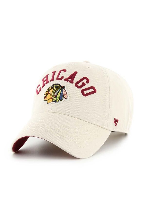 47 brand Pamučna kapa sa šiltom 47 brand NHL Chicago Blackhawks boja: bež, s aplikacijom, H-CLBFB04GWS-Y0