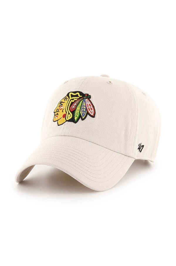 47brand Pamučna kapa sa šiltom 47brand NHL Chicago Blackhawks boja: bež, s aplikacijom