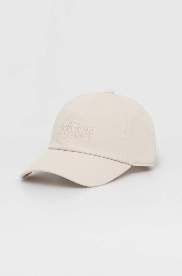 adidas Pamučna kapa sa šiltom adidas boja: bež, bez uzorka, IX3568