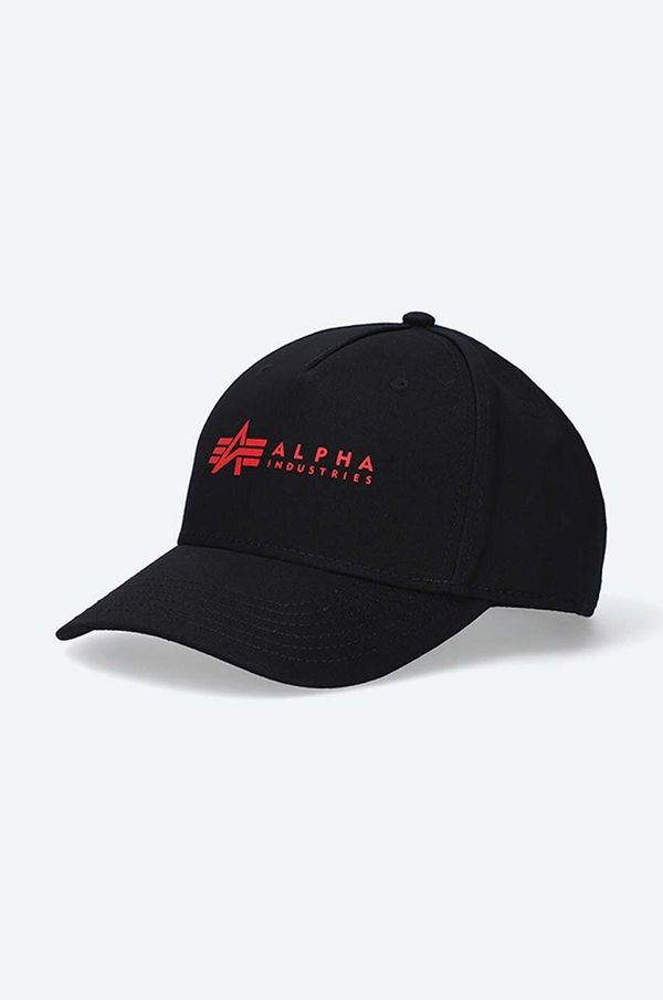 Alpha Industries Pamučna kapa sa šiltom Alpha Industries boja: crna, s aplikacijom, 126912.94-black