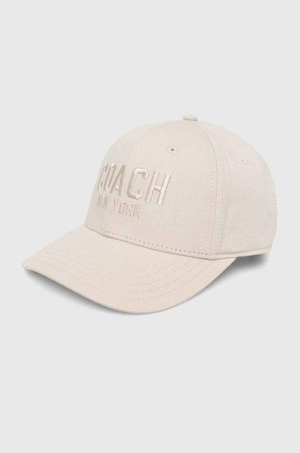 Coach Pamučna kapa sa šiltom Coach boja: bež, s aplikacijom