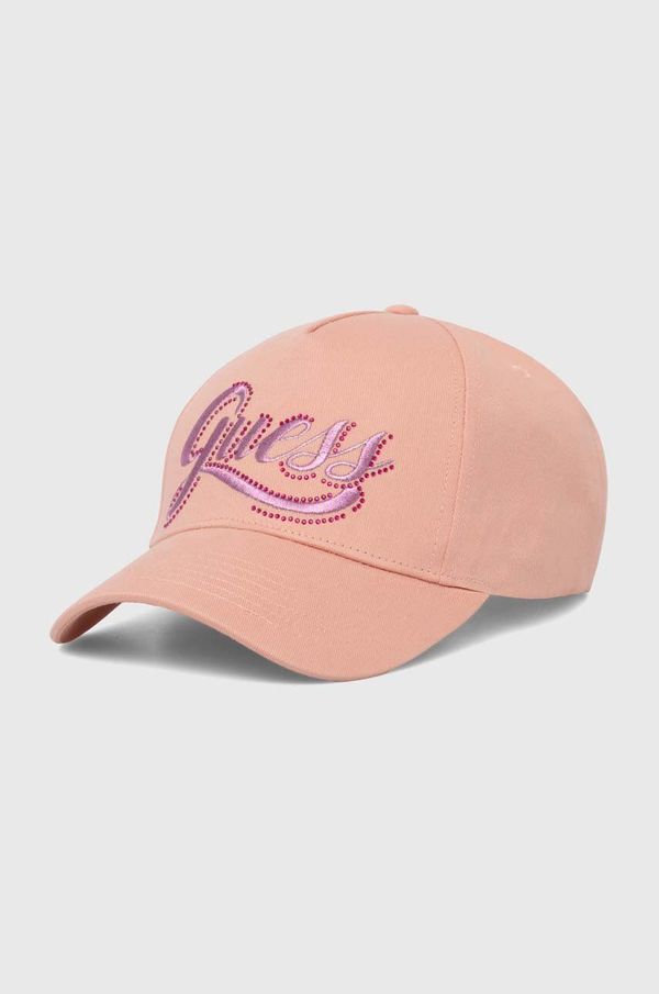 Guess Pamučna kapa sa šiltom Guess CLAUDIE boja: ružičasta, s aplikacijom, W4YZ00 WEGD0