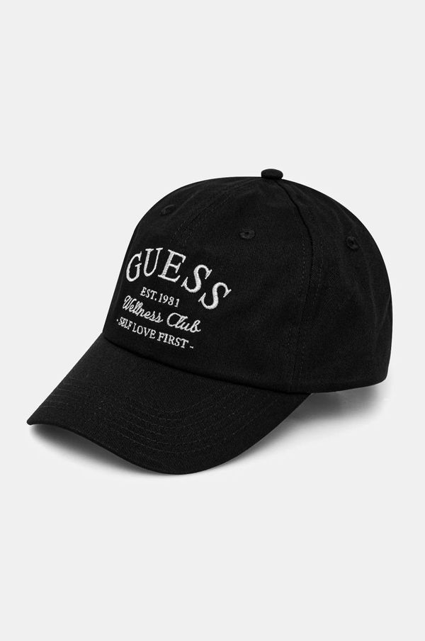 Guess Pamučna kapa sa šiltom Guess LUREX boja: crna, s aplikacijom, V5RZ03 WFKN0
