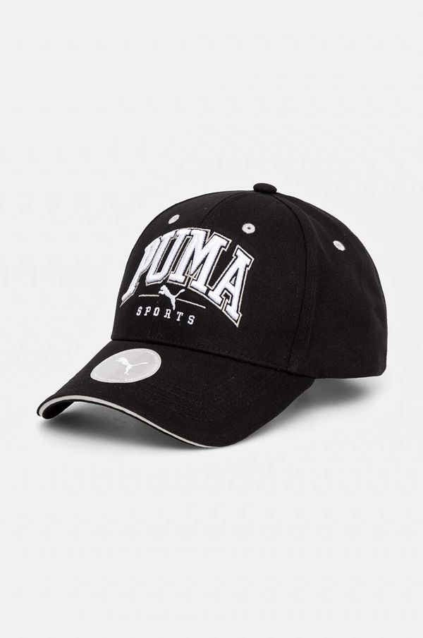 Puma Pamučna kapa sa šiltom Puma boja: crna, s aplikacijom, 25475