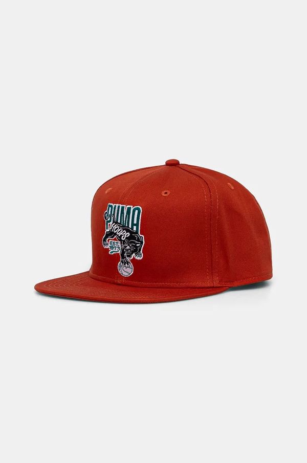 Puma Pamučna kapa sa šiltom Puma boja: crvena, s aplikacijom, 25704