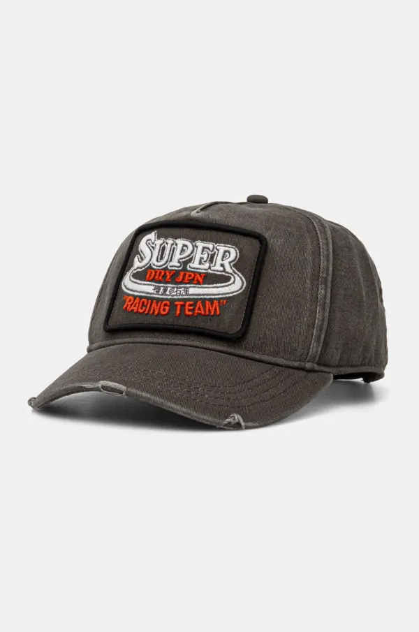 Superdry Pamučna kapa sa šiltom Superdry boja: siva, s aplikacijom, W9010177A-02A