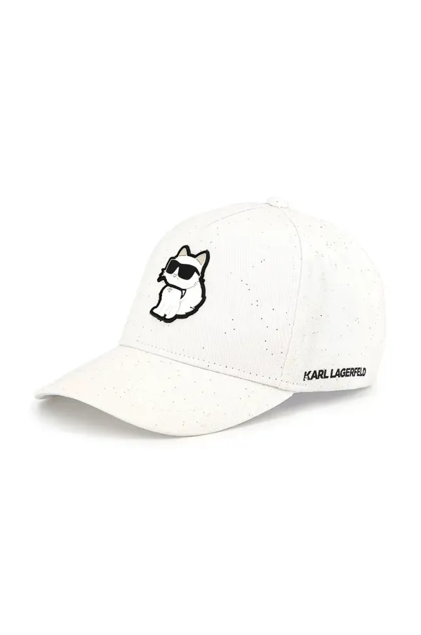 Karl Lagerfeld Pamučna kapa sa šiltom za bebe Karl Lagerfeld boja: bijela, s tiskom, Z30386