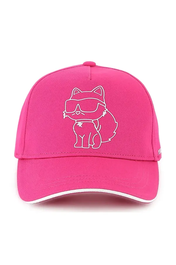 Karl Lagerfeld Pamučna kapa sa šiltom za bebe Karl Lagerfeld boja: ružičasta, s aplikacijom, Z30389