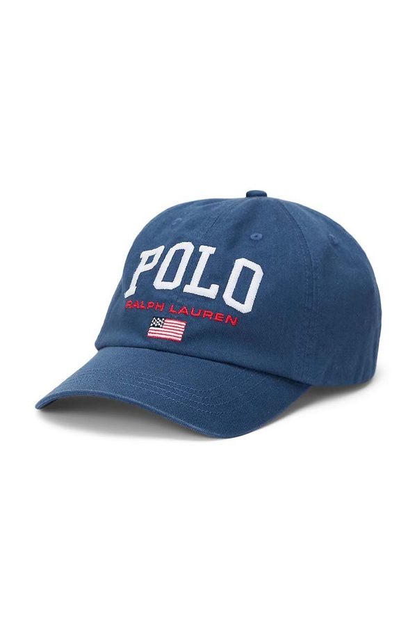 Polo Ralph Lauren Pamučna kapa sa šiltom za bebe Polo Ralph Lauren boja: tamno plava, s aplikacijom, 323940810001