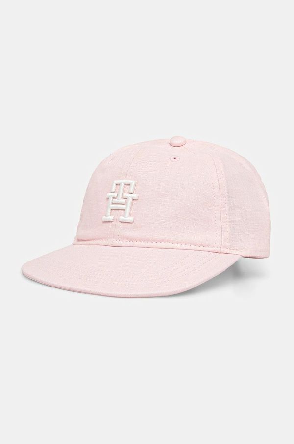 Tommy Hilfiger Pamučna kapa sa šiltom za bebe Tommy Hilfiger boja: ružičasta, bez uzorka, AU0AU01954