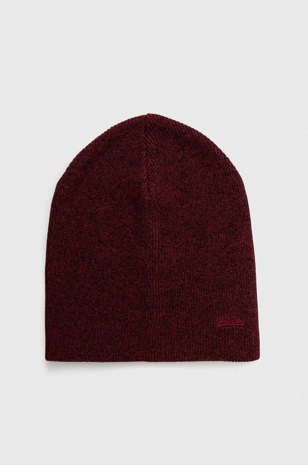 Superdry Pamučna kapa Superdry boja: bordo, od tanke pletenine, pamučna