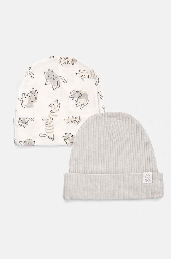 United Colors of Benetton Pamučna kapa za djecu United Colors of Benetton 2-pack boja: siva, od tanke pletenine, pamučna, 3FMG0A003