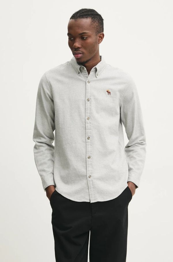 Abercrombie & Fitch Pamučna košulja Abercrombie & Fitch za muškarce, boja: siva, regular, s button-down ovratnikom, KI125-4326