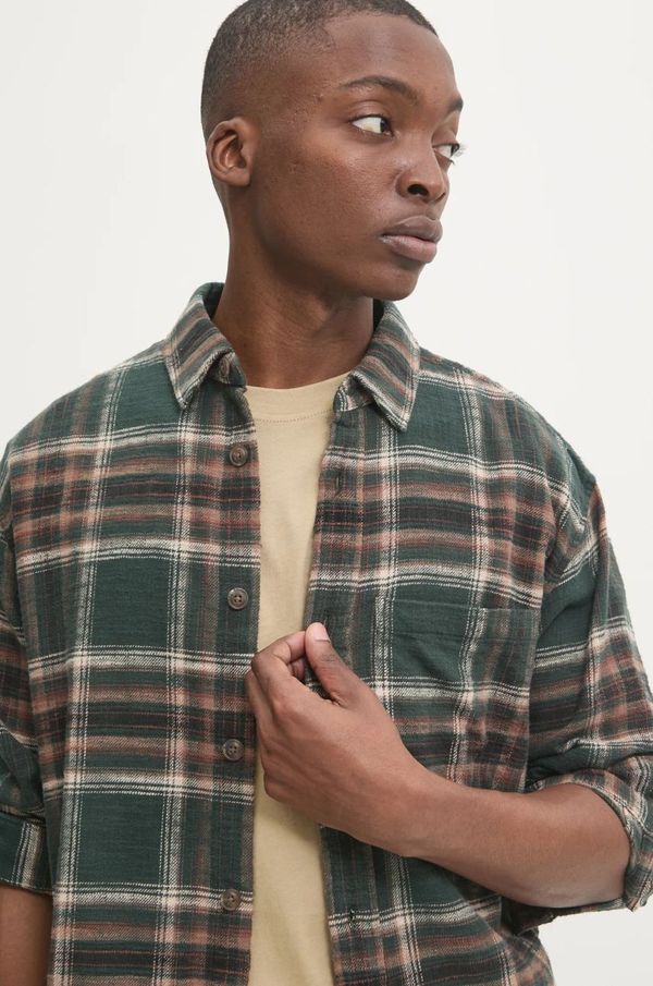 Abercrombie & Fitch Pamučna košulja Abercrombie & Fitch za muškarce, boja: zelena, relaxed, s klasičnim ovratnikom, KI125-4292