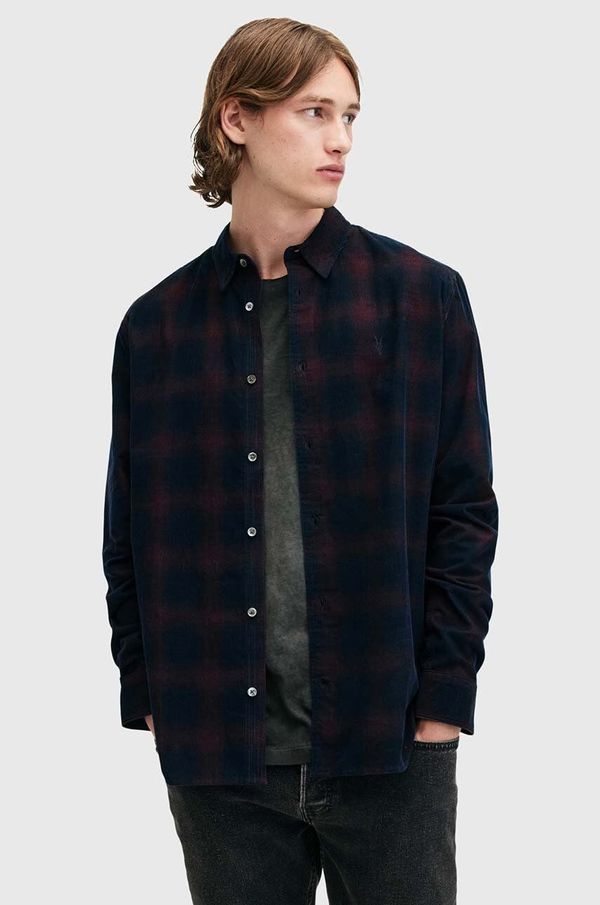 AllSaints Pamučna košulja AllSaints DAYBREAKER LS SHIRT za muškarce, boja: tamno plava, relaxed, s klasičnim ovratnikom, M033SB