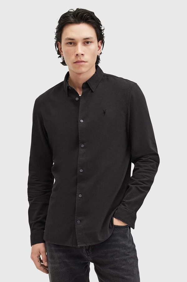 AllSaints Pamučna košulja AllSaints LOVELL LS SHIRT za muškarce, boja: crna, slim, s klasičnim ovratnikom, M152SB