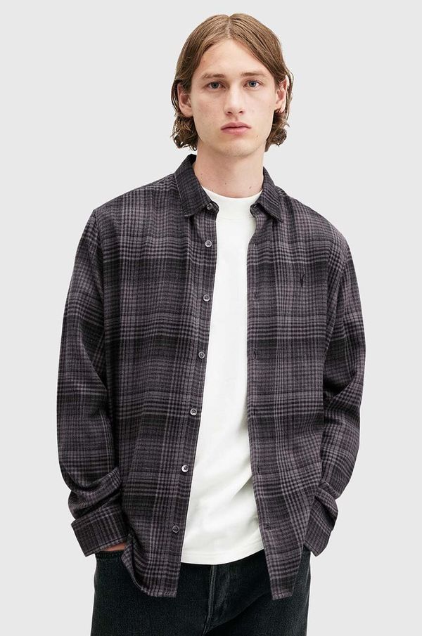 AllSaints Pamučna košulja AllSaints SONIK LS SHIRT za muškarce, boja: siva, relaxed, s klasičnim ovratnikom, M037SB
