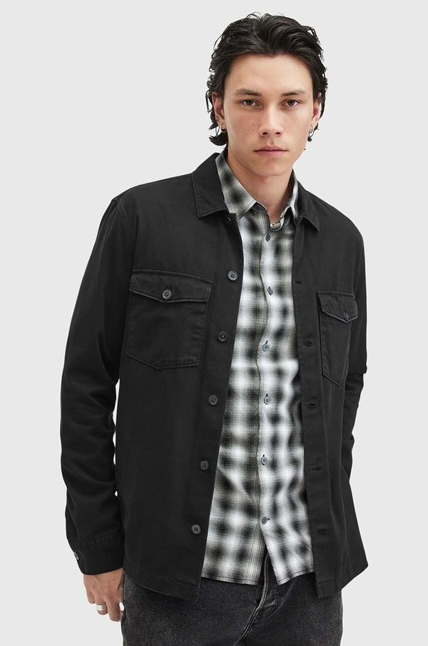 AllSaints Pamučna košulja AllSaints SPOTTER LS SHIRT za muškarce, boja: crna, slim, s klasičnim ovratnikom, M154SB