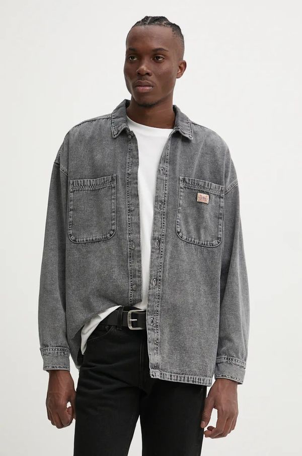 American Vintage Pamučna košulja American Vintage za muškarce, boja: siva, relaxed, s klasičnim ovratnikom, MJAZ06AH24